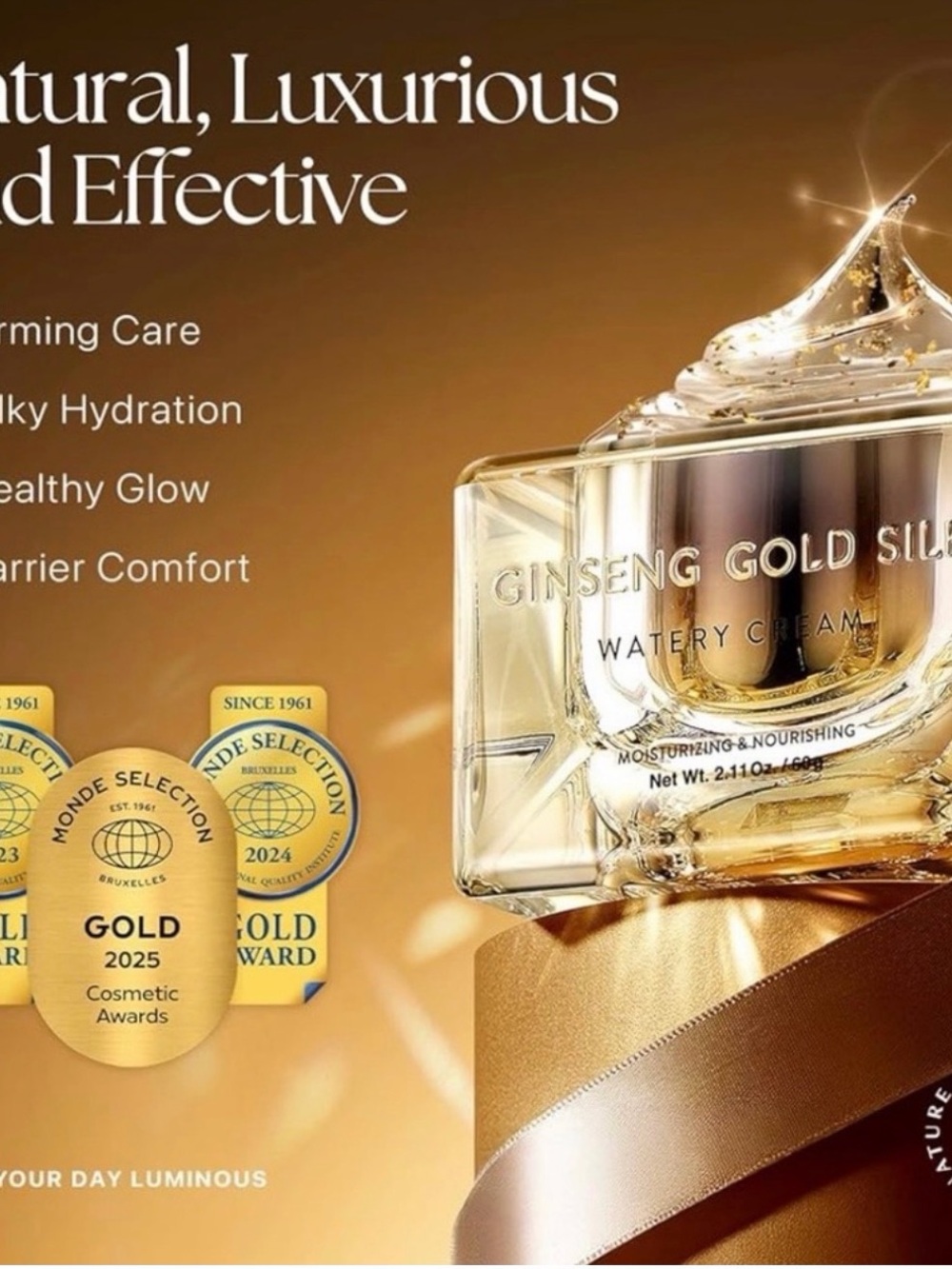 Ginseng Gold Silk Watery Cream — Gold Moisturizing Jar